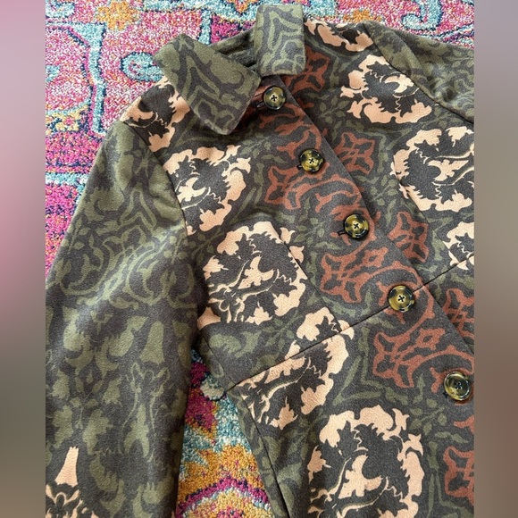 Anthropologie | Women’s olive green/brown Plenty by Tracy Reese Janice Boho Coat - Picture 10 of 16